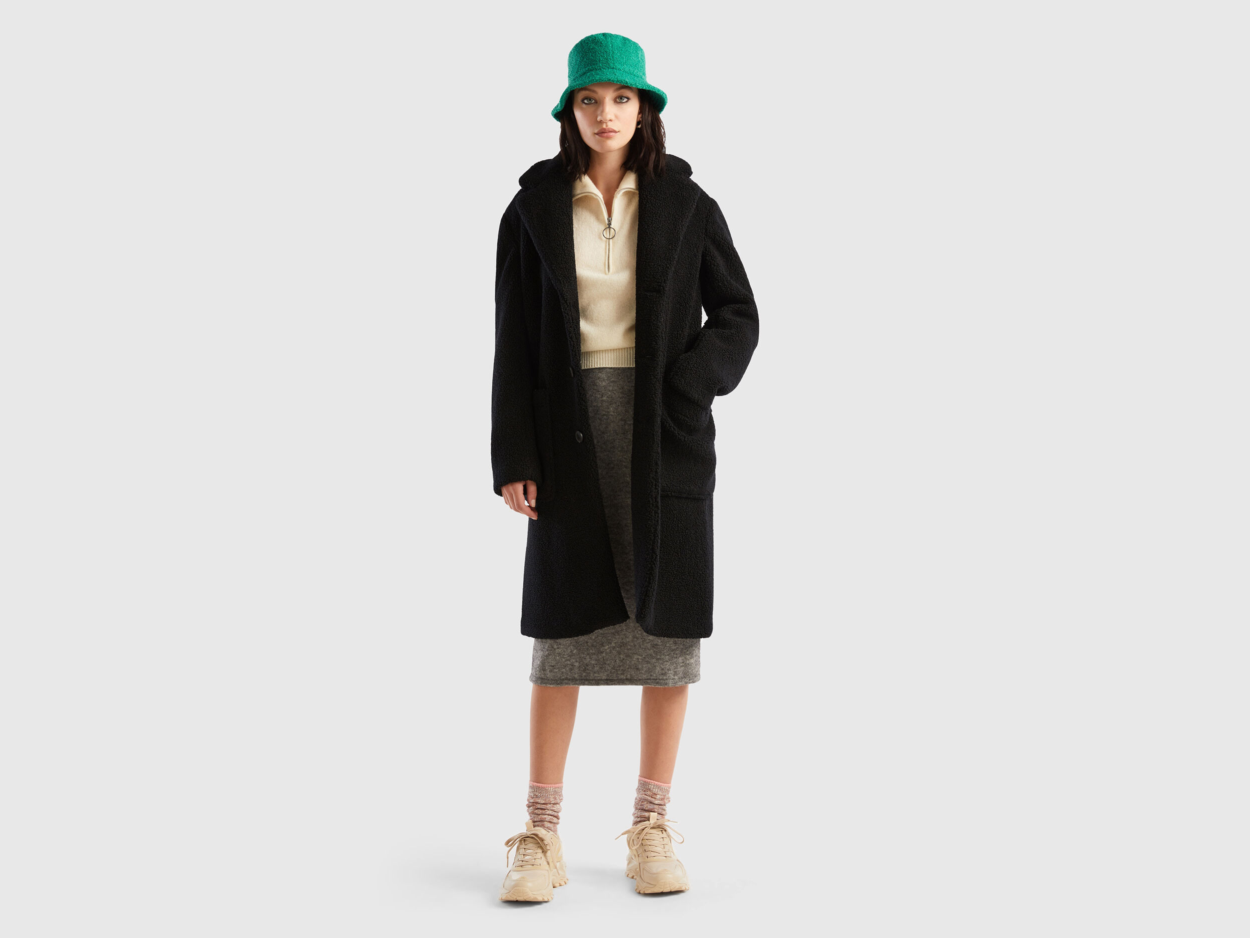Teddy coat Black Benetton