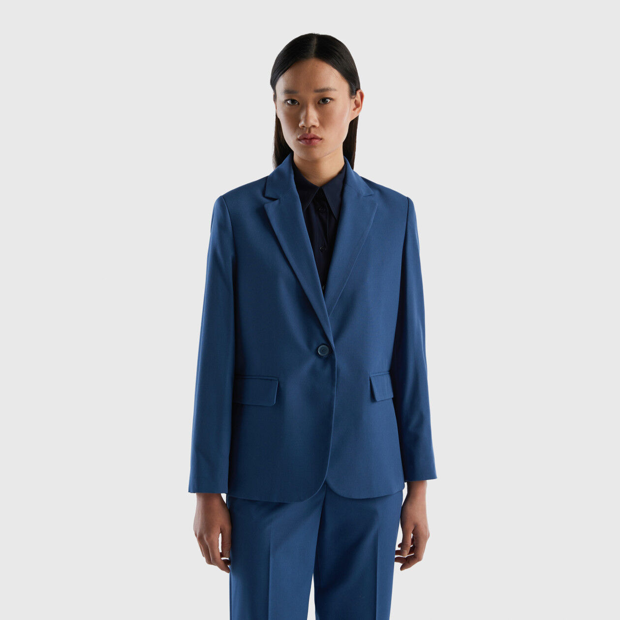 Lined flowy blazer Blue Benetton