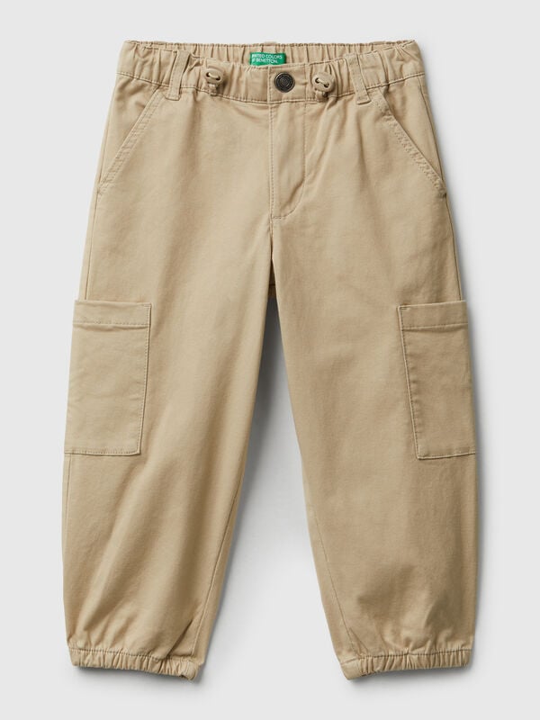 Pantalones paracaídas de algodón elástico Niño