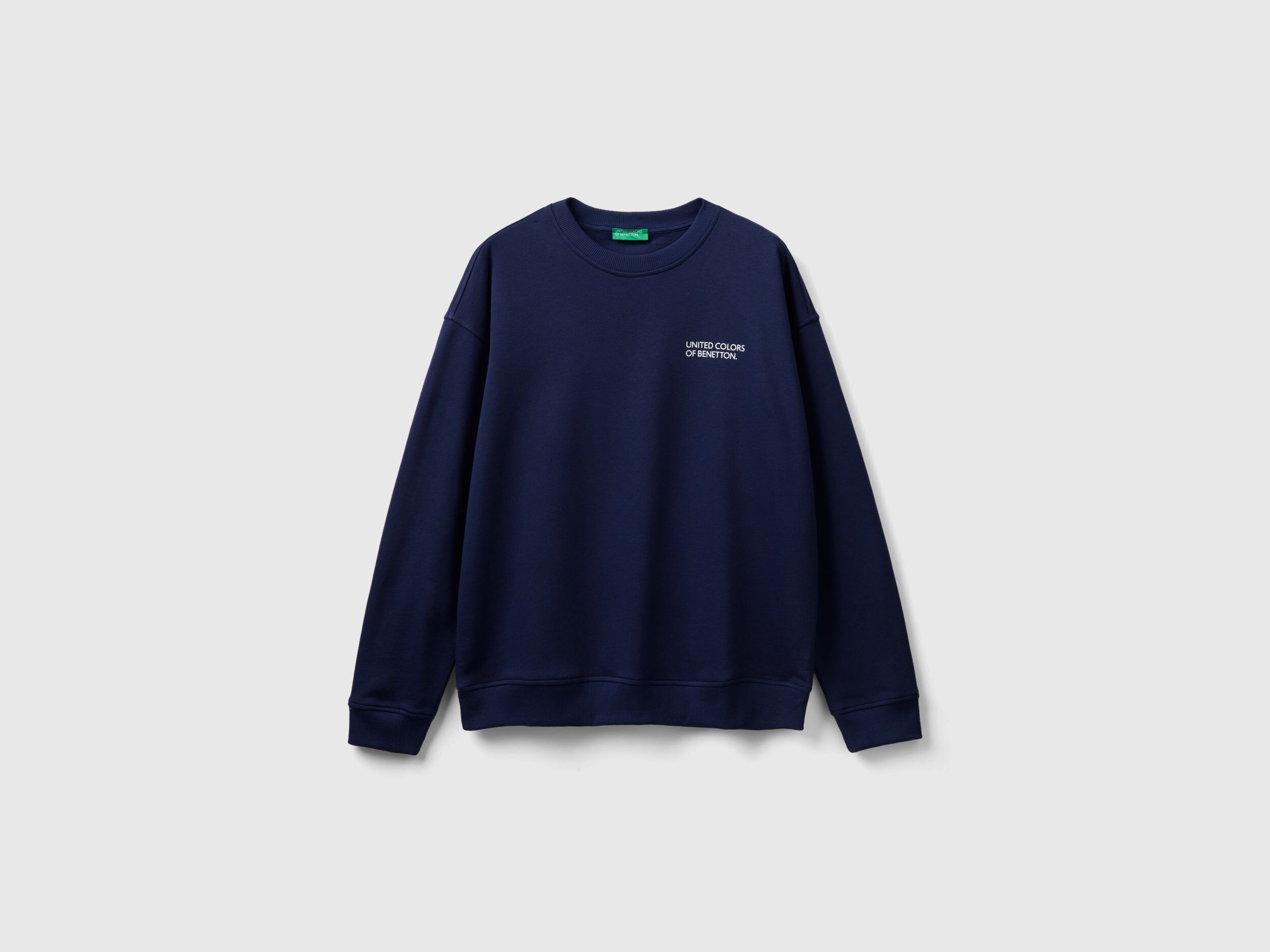 Crew neck sweatshirt with logo print Blue Benetton