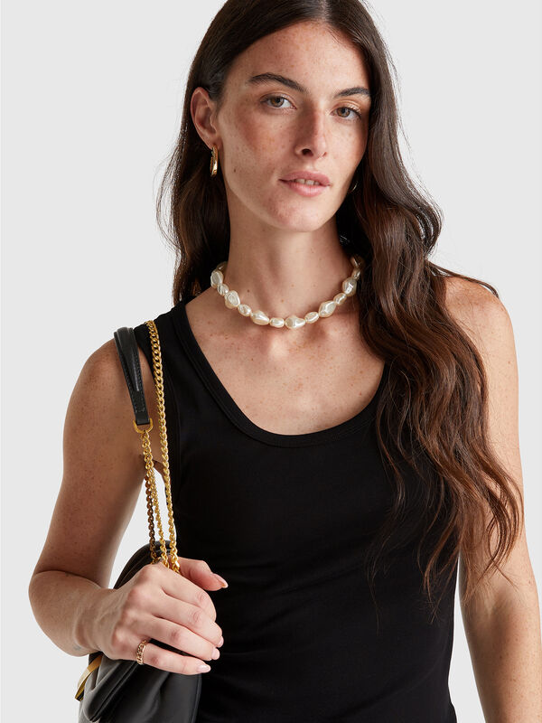 Camiseta sin mangas de algodón puro negra Mujer