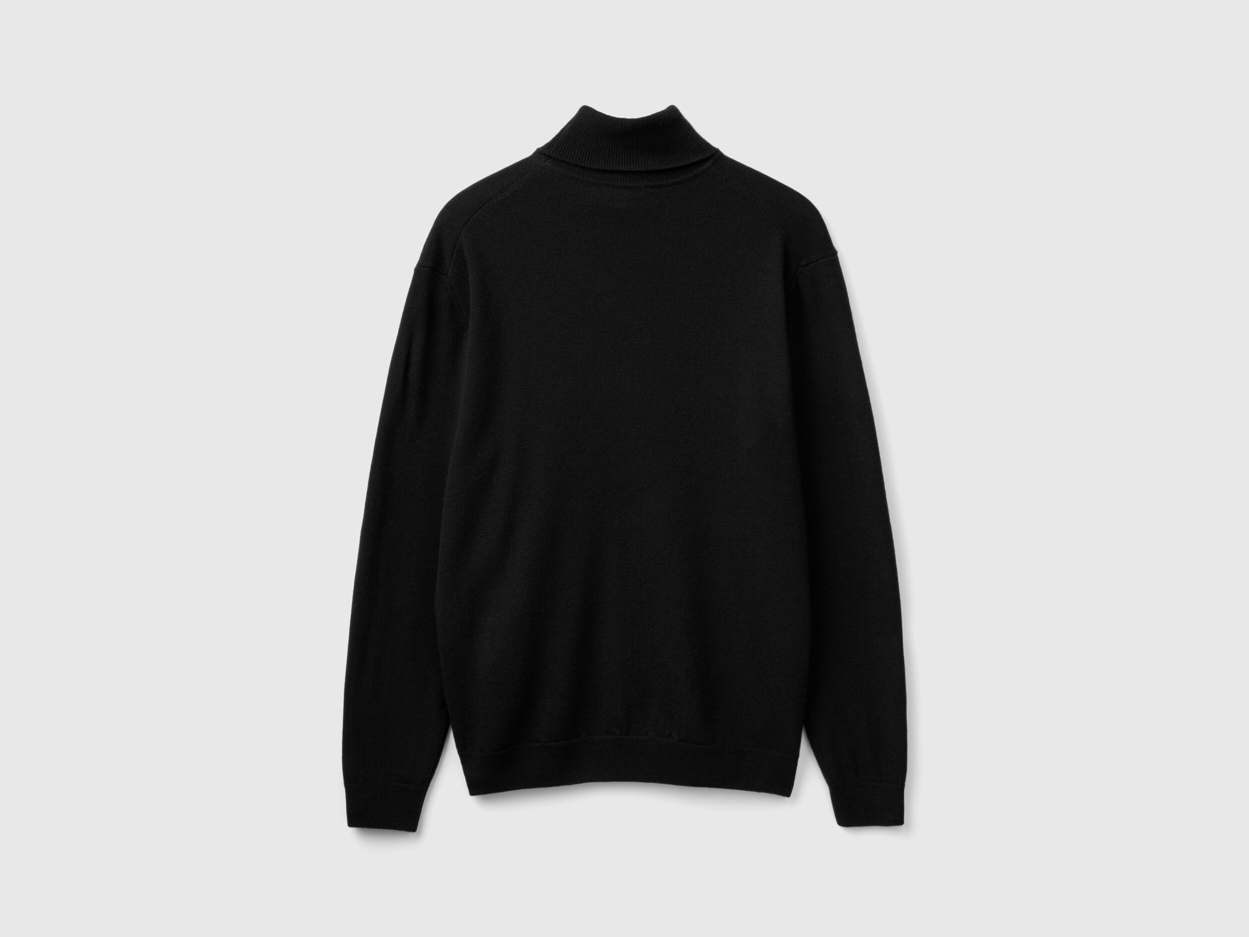 Black turtleneck in pure Merino wool Black Benetton