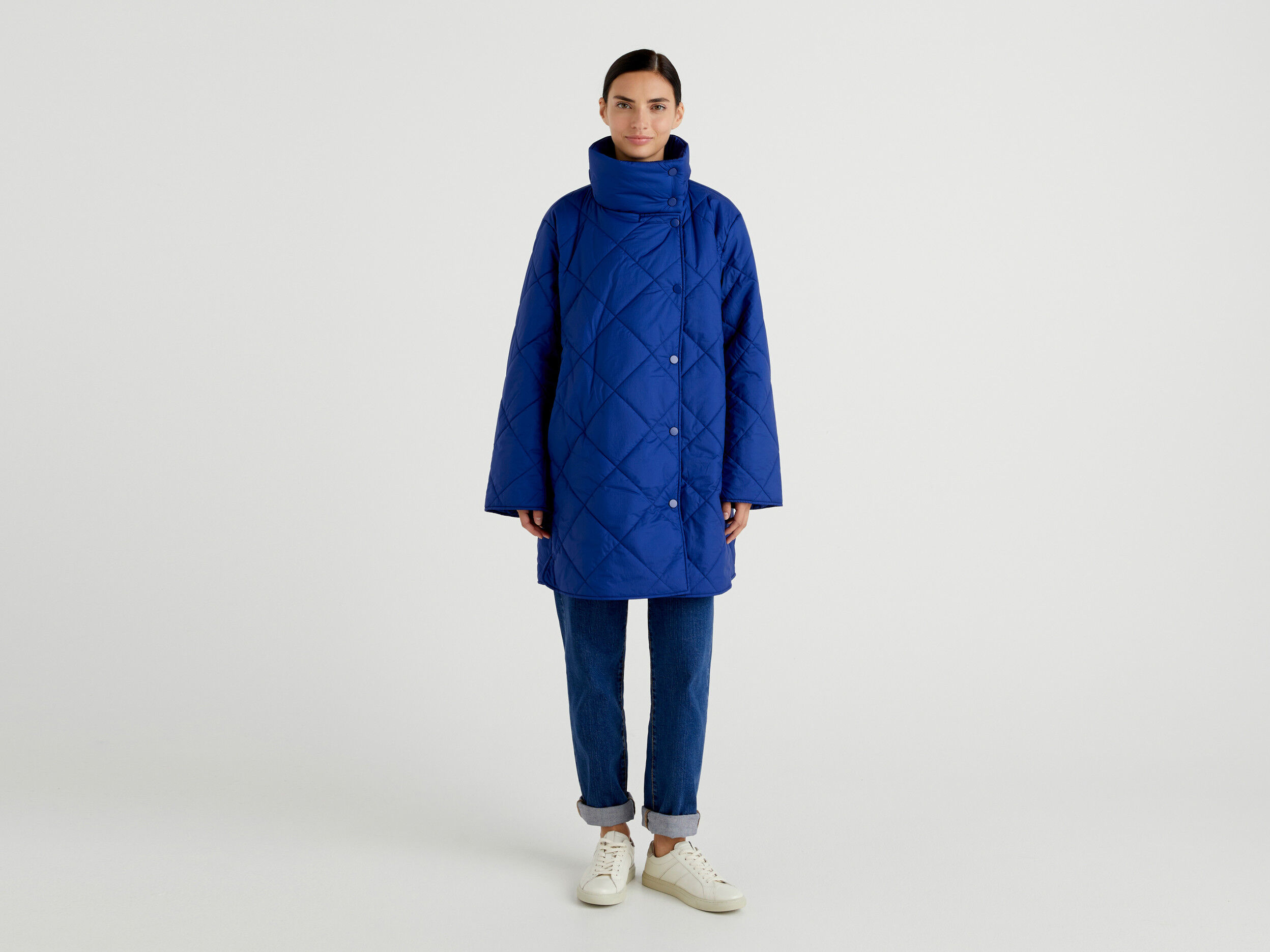 Quilted jacket with high neck on sale