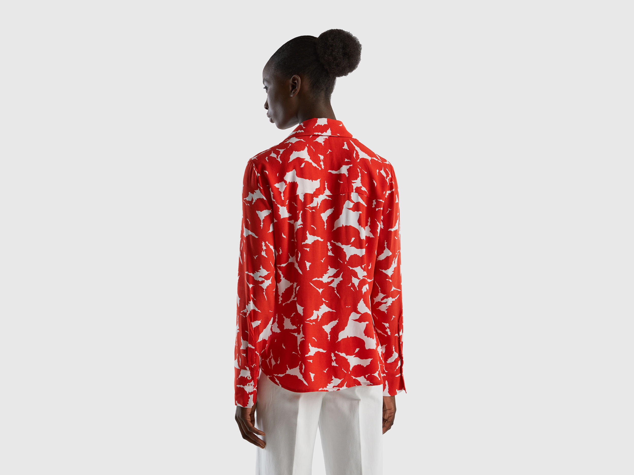 Floral shirt in pure viscose - Red | Benetton