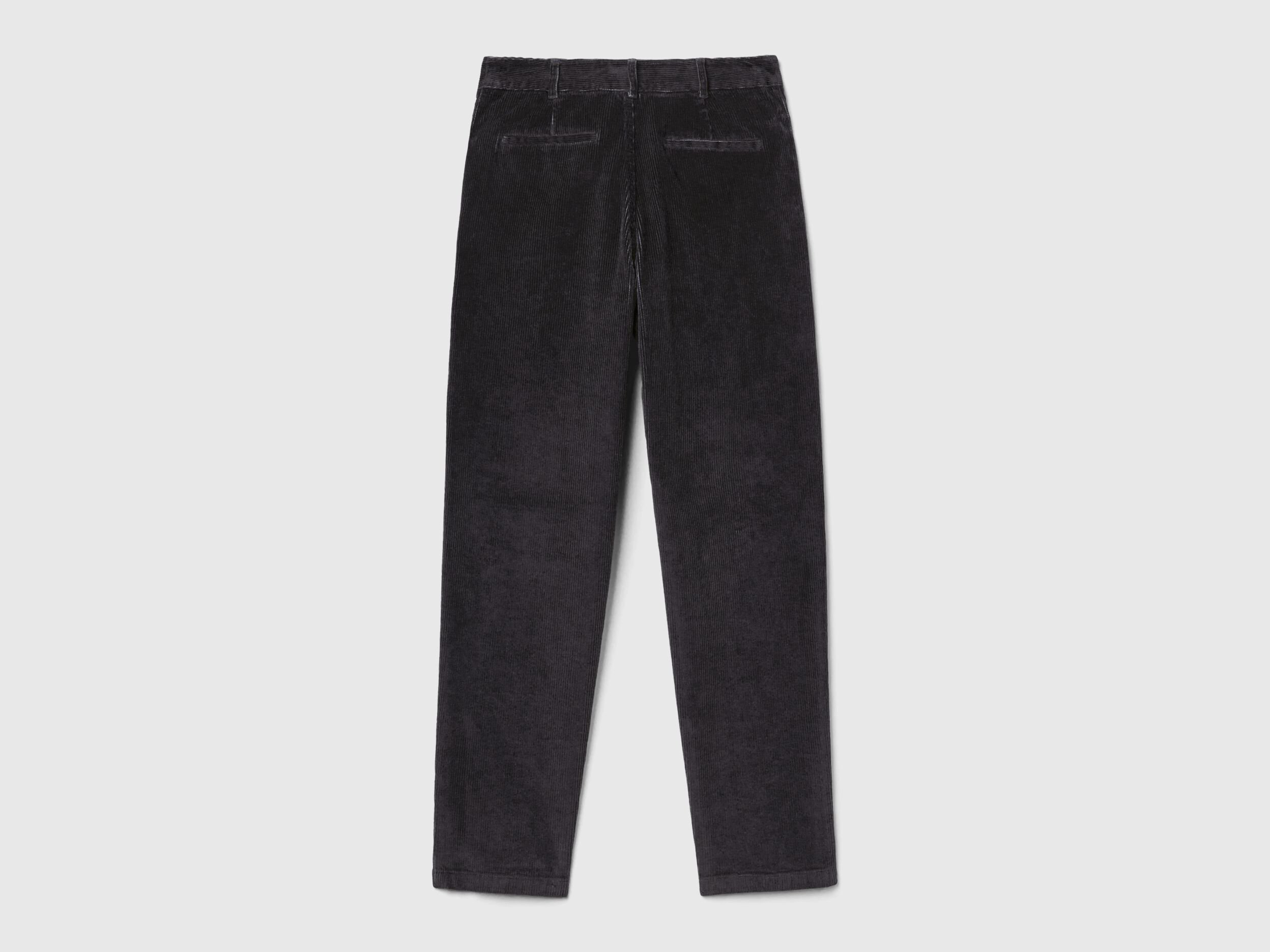Soft corduroy trousers - Black | Benetton