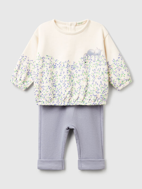 Conjunto de sudadera y pantalón en mezcla de algodón Recién nacidos