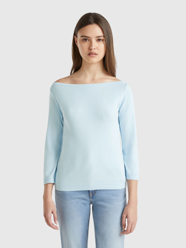 Jersey de 100 % algodón con escote barco Mujer