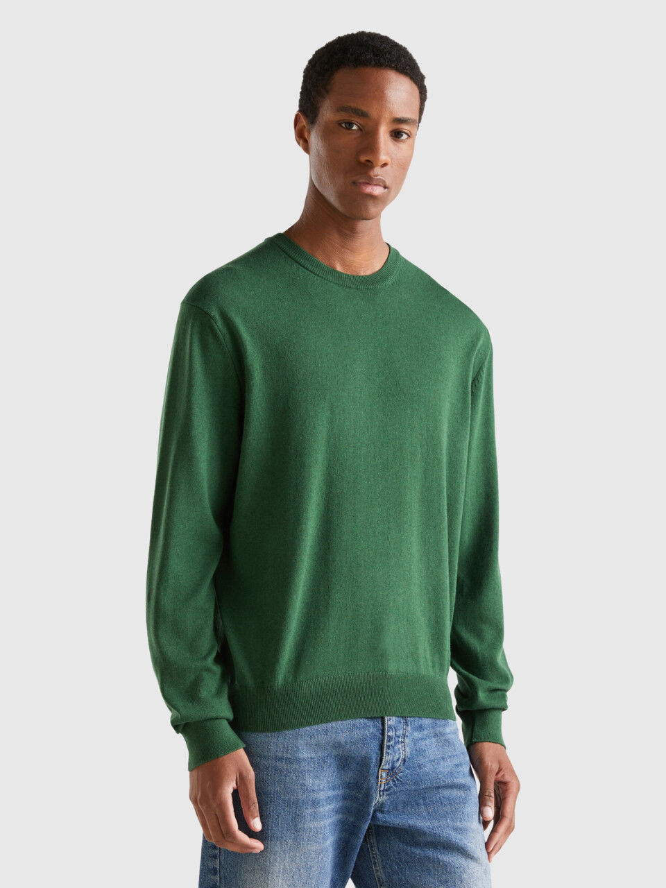 Men s Long Sleeve Cotton Tricot Sweaters 2024 Benetton