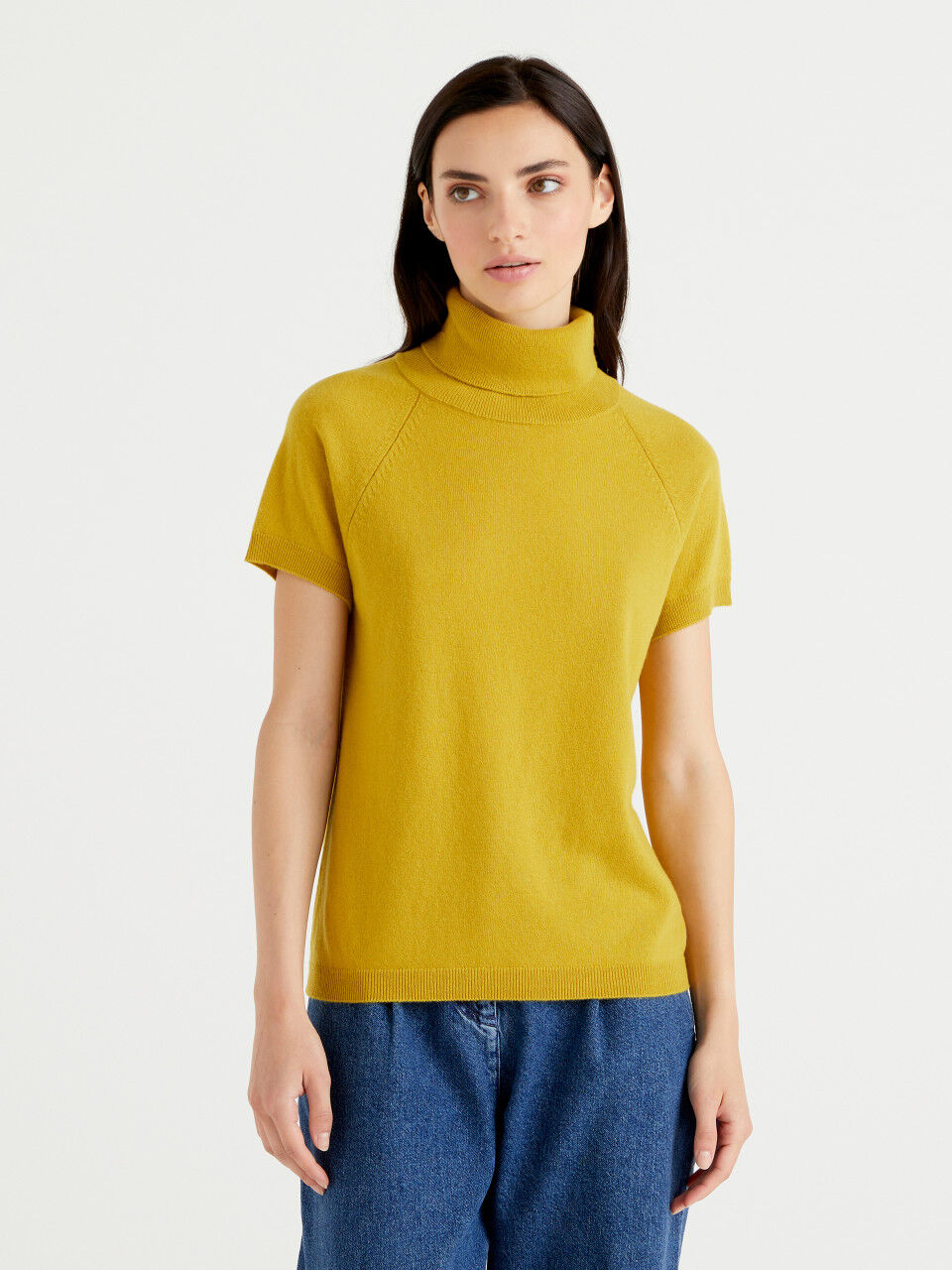 Mustard short store sleeve jumper