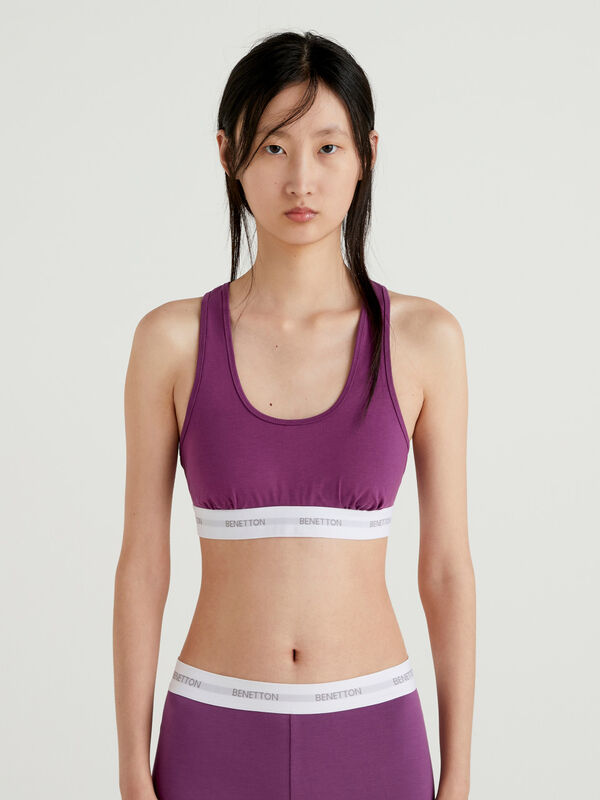 Purple top in stretch organic cotton Women