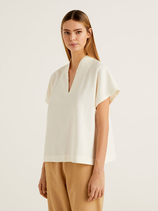 Shirt in viscose blend linen Women