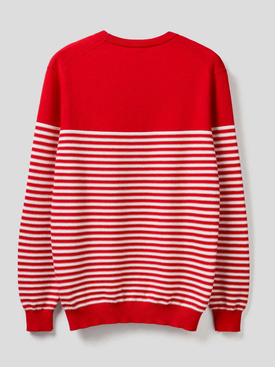 Striped 100% cotton crew neck sweater image number null