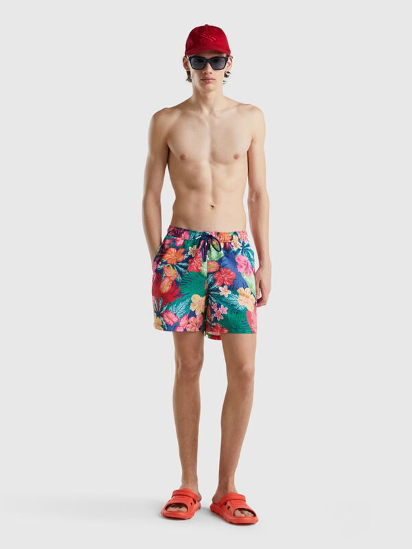 Swim trunks with floral print Men