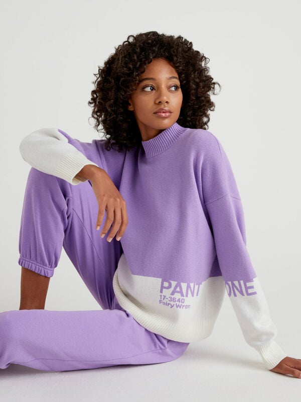 Jersey de cuello alto lila BenettonxPantone™ Mujer