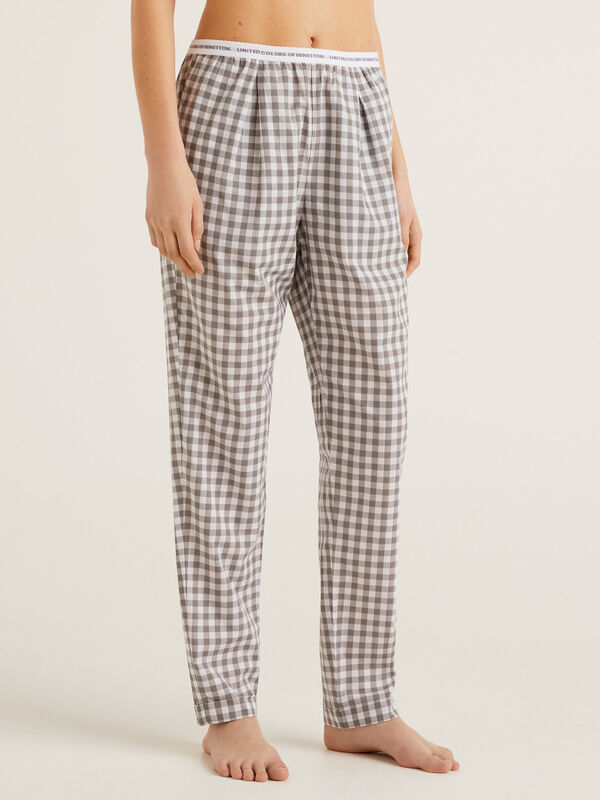 Check trousers in pure cotton Women