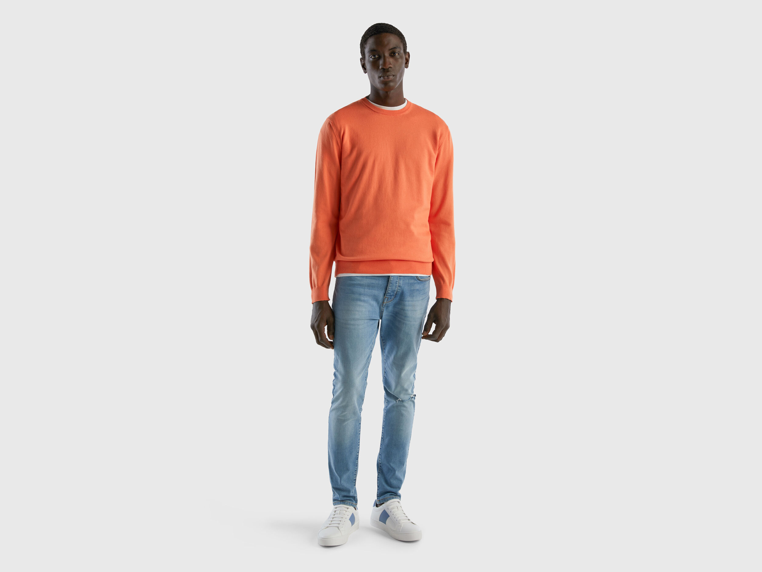 Orange crew neck sweater mens discount