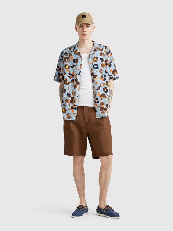 Bermuda shorts with drawstring in pure linen Men