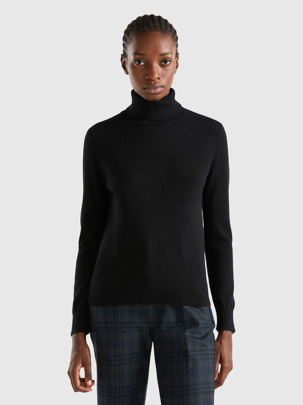 Black turtleneck in pure cashmere Women