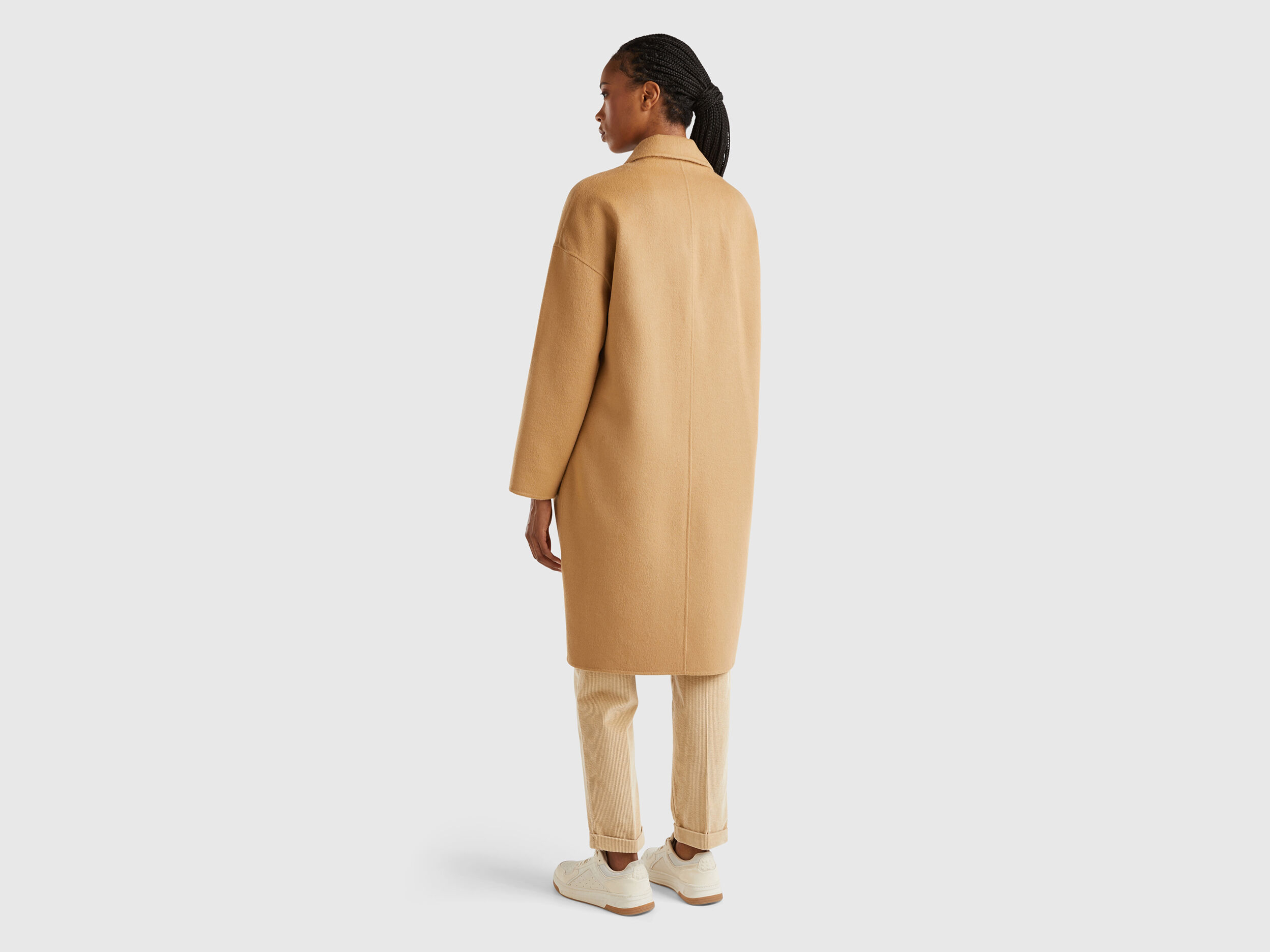 Midi coat in wool blend Camel Benetton