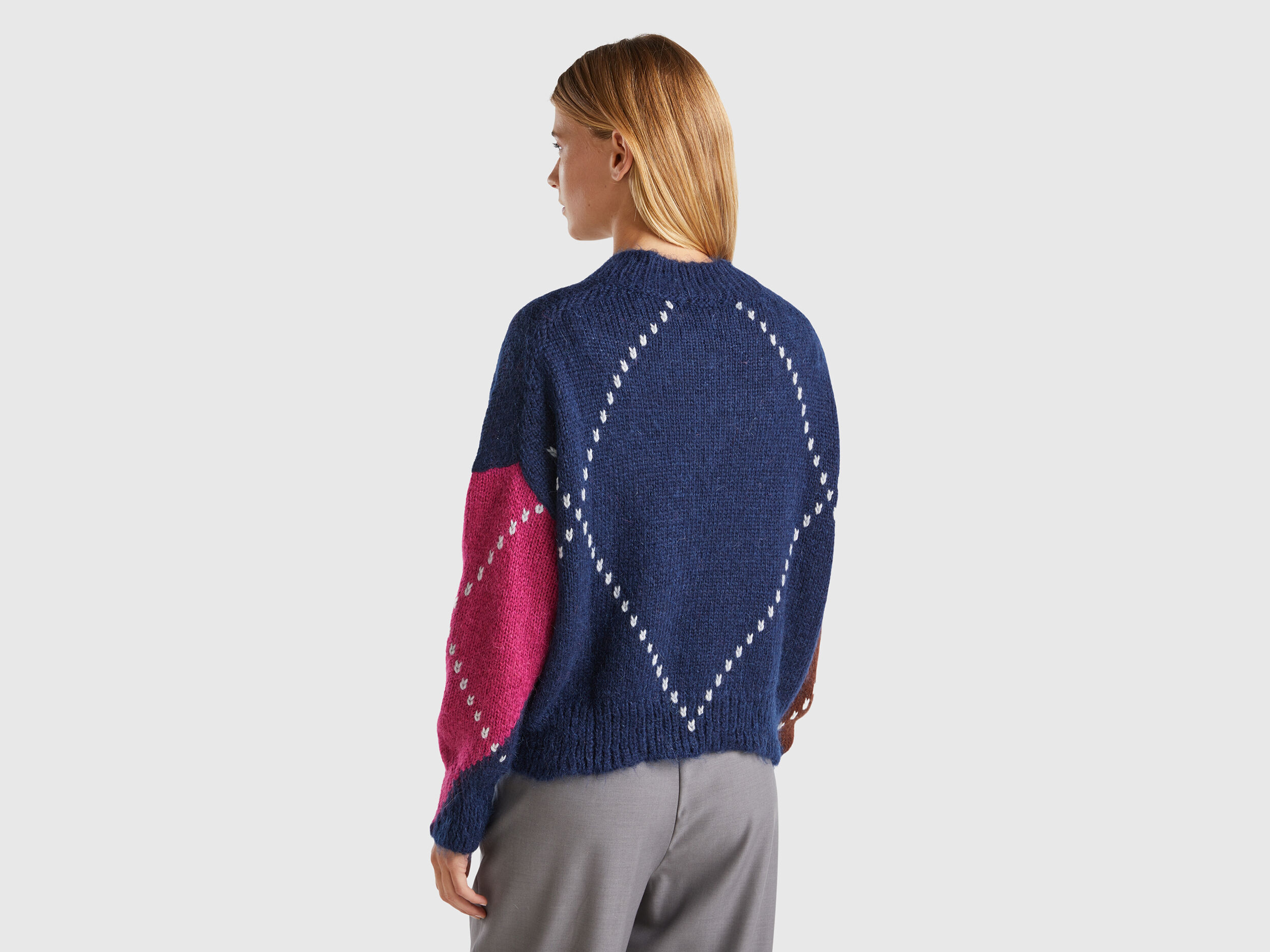 Boxy fit sweater in mohair blend - Multi-color | Benetton