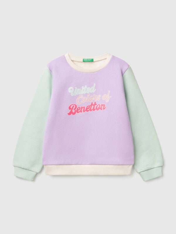 Sudadera de algodón con estampado de glitter Niña
