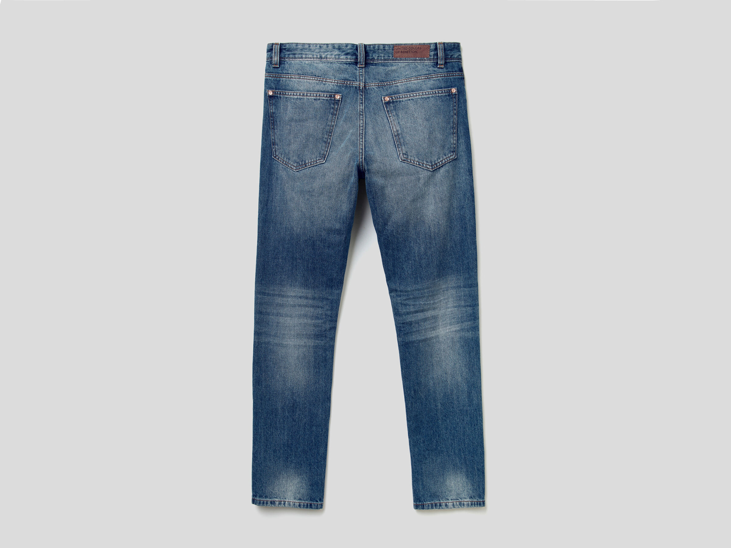 Straight leg 100% cotton jeans - Blue | Benetton