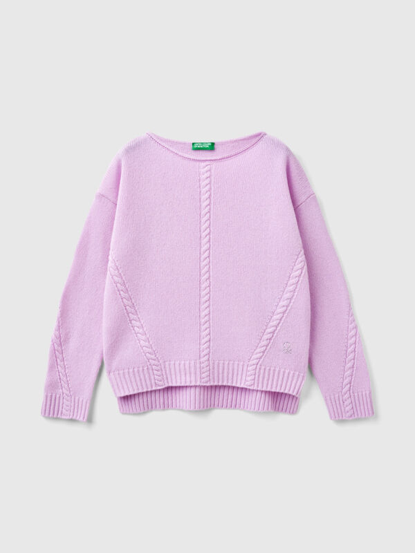 Cable knit sweater in wool blend Junior Girl