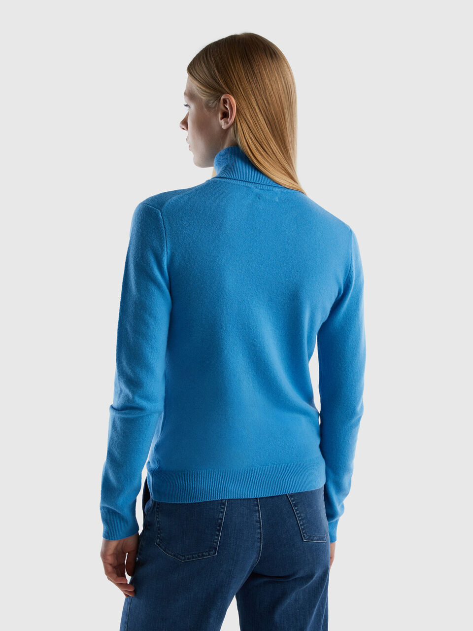 Merino Wool Sweater, Women's Powder High Neck