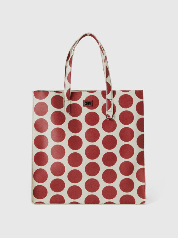 White shopping bag with red polka dots Women