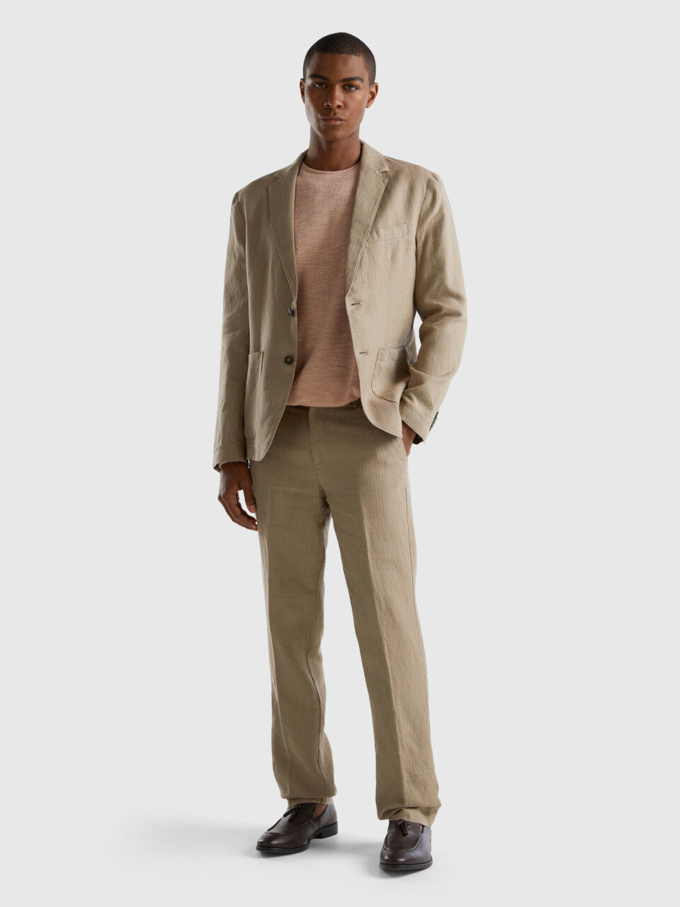 Linen Suit Trousers - Stone