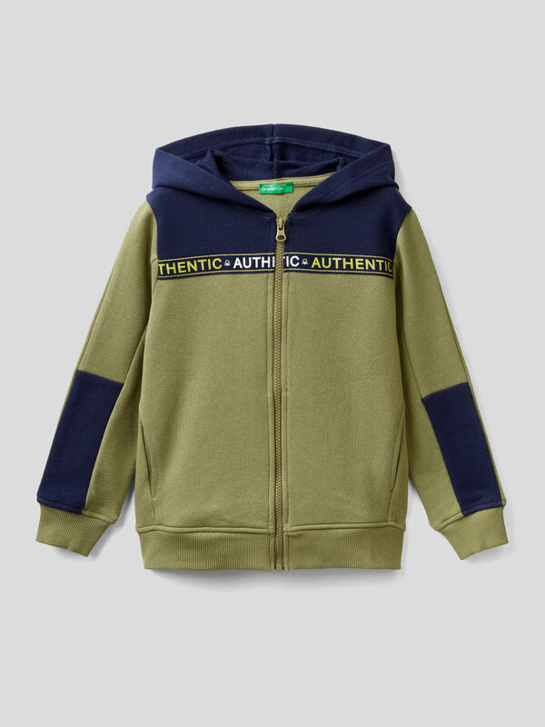 Color block sweatshirt with zip and hood Junior Boy
