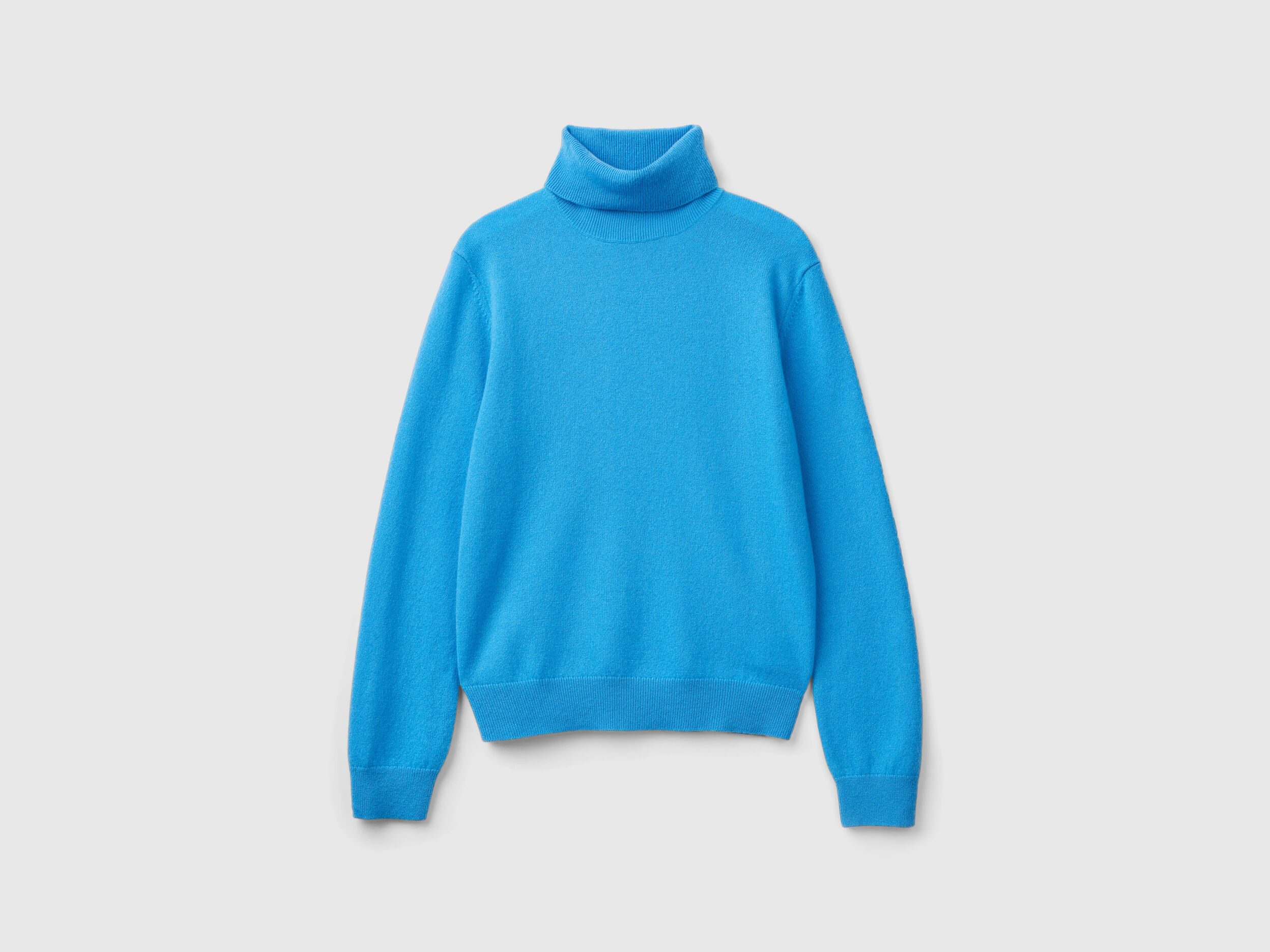 Light blue turtleneck in pure cashmere Light Blue Benetton