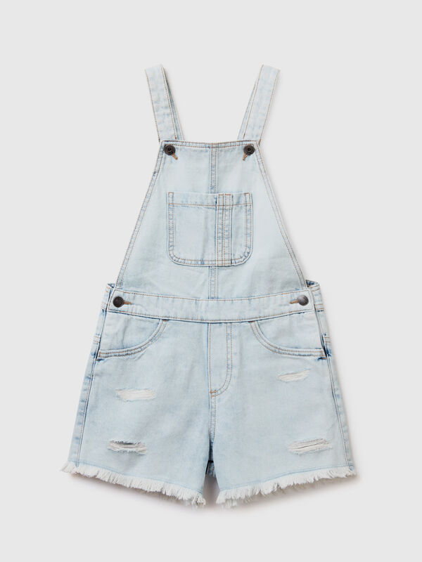 Denim dungarees with rips Junior Girl