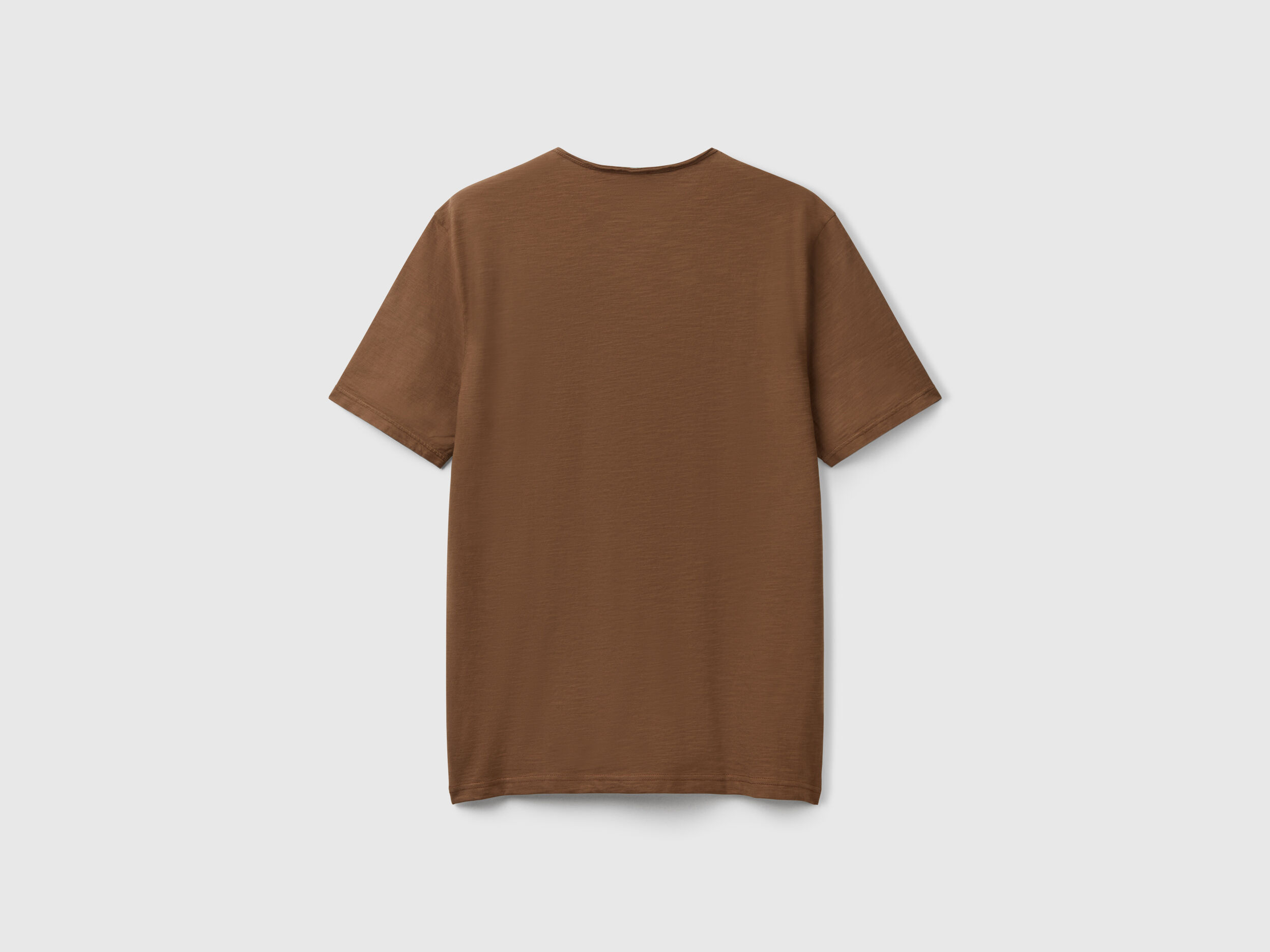 Brick red slub cotton t-shirt - Brown | Benetton