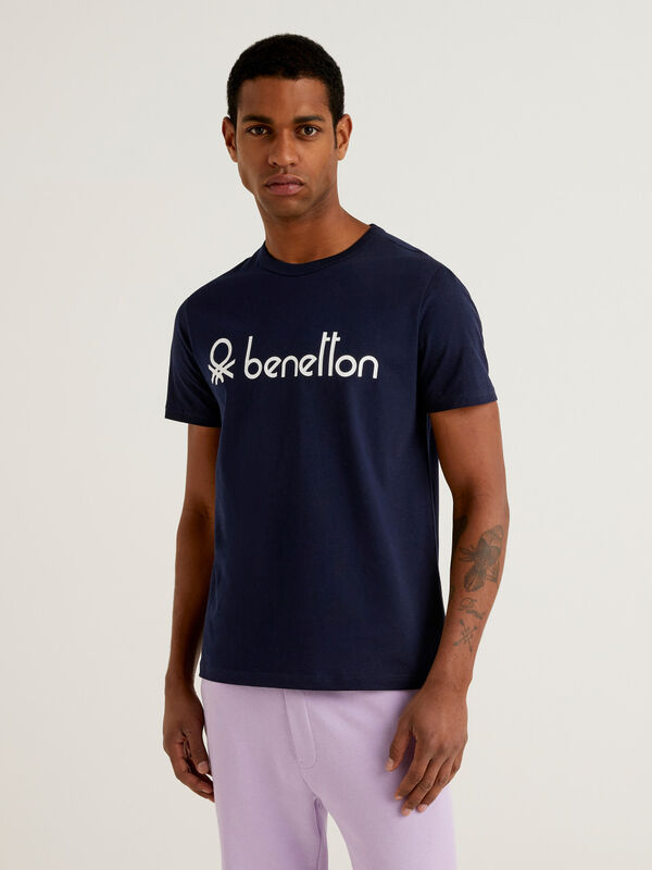 Blue t-shirt with logo print Men
