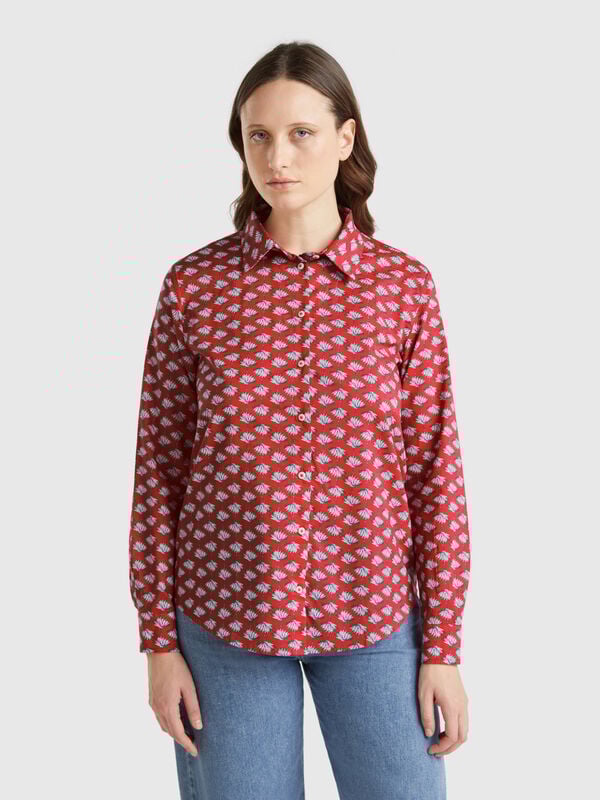 Camisa burdeos estampada Mujer