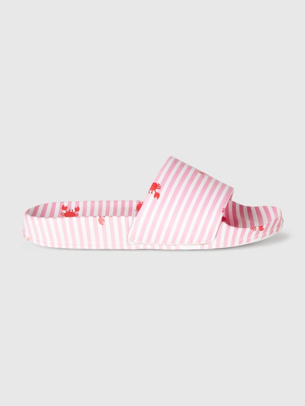 Pink striped slippers with crabs Junior Boy