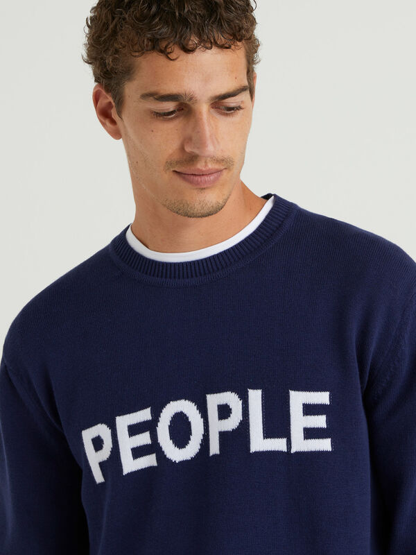 Sweater with inlaid slogan Men