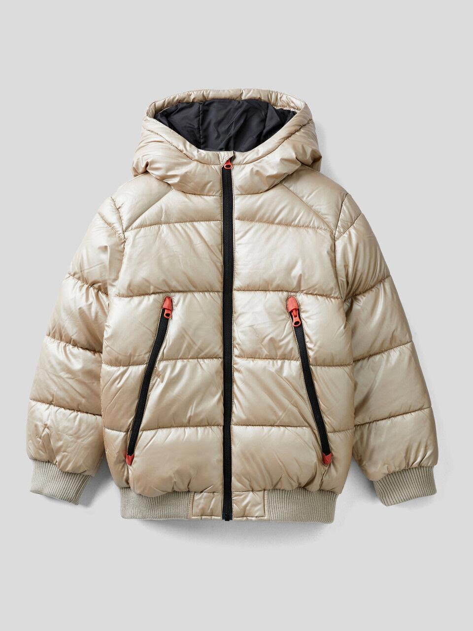 Shiny jacket with maxi zip