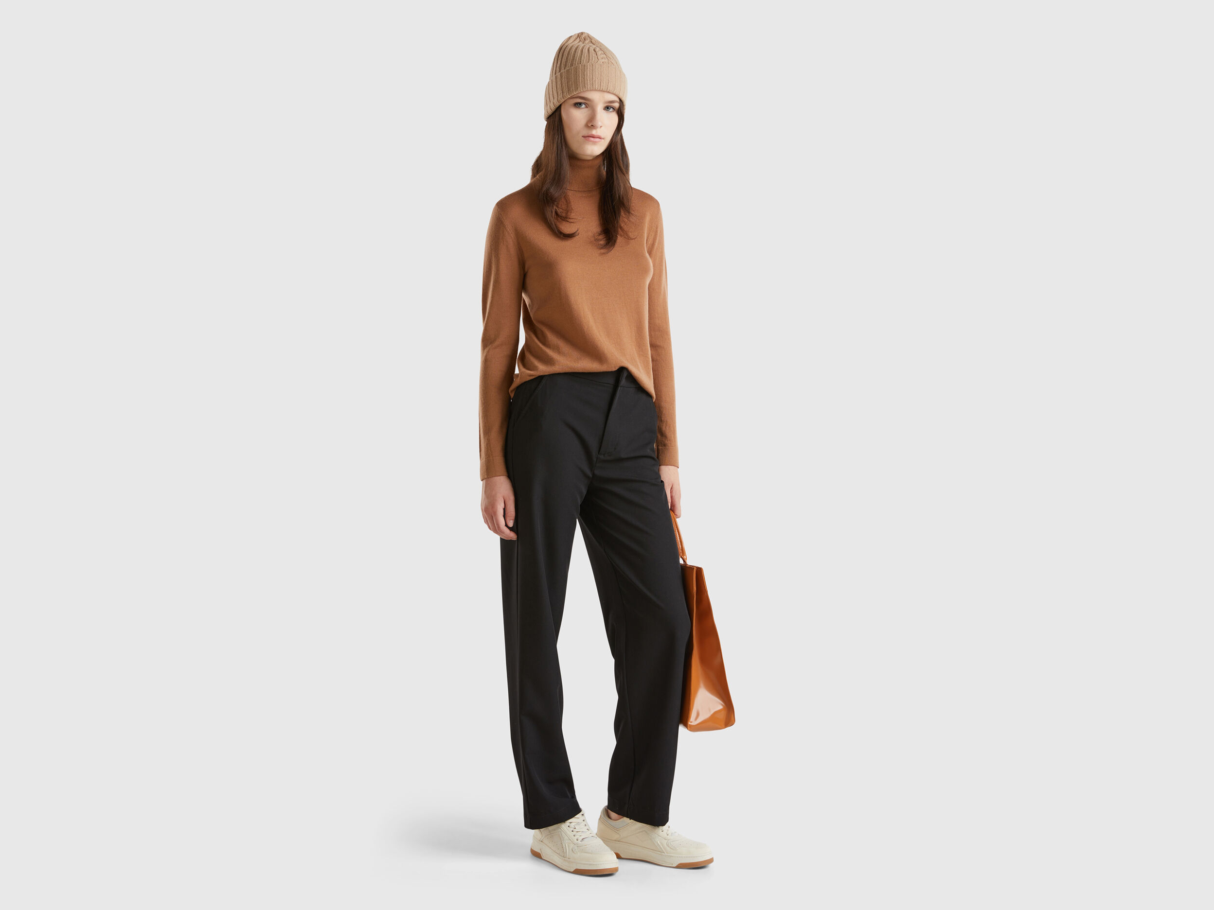 Turtleneck in pure Merino wool - Camel | Benetton Turtleneck in pure Merino wool - Camel | Benetton