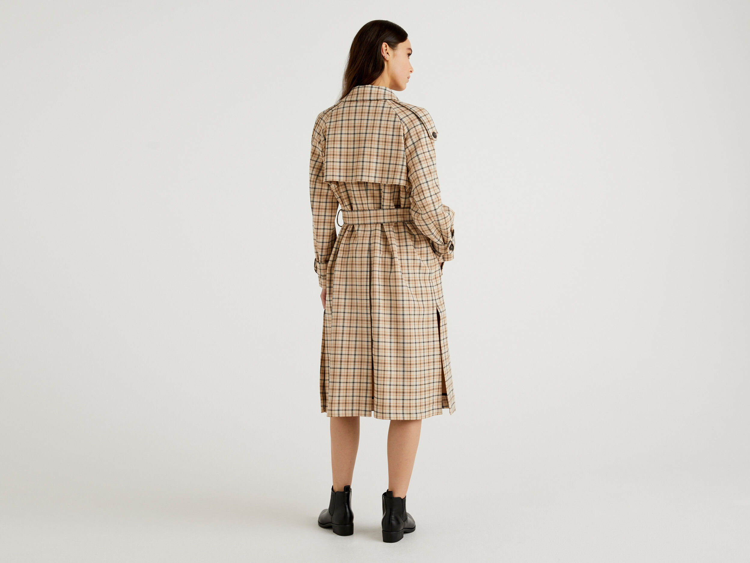Trench coat checkered on sale