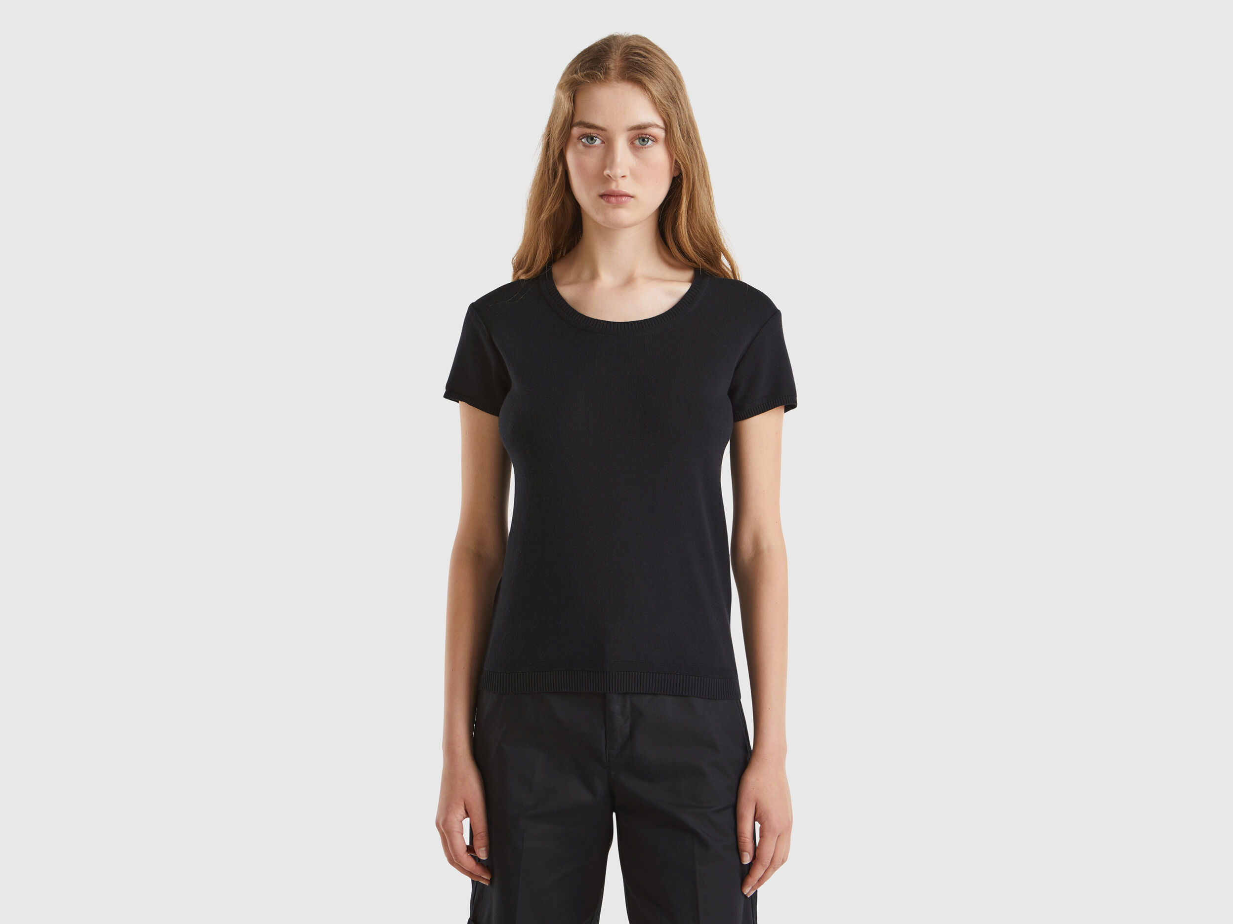 Womens black short sleeve sweater 2025