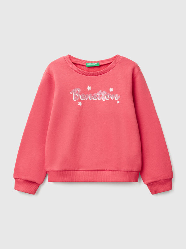Sudadera de algodón con estampado de glitter Niña