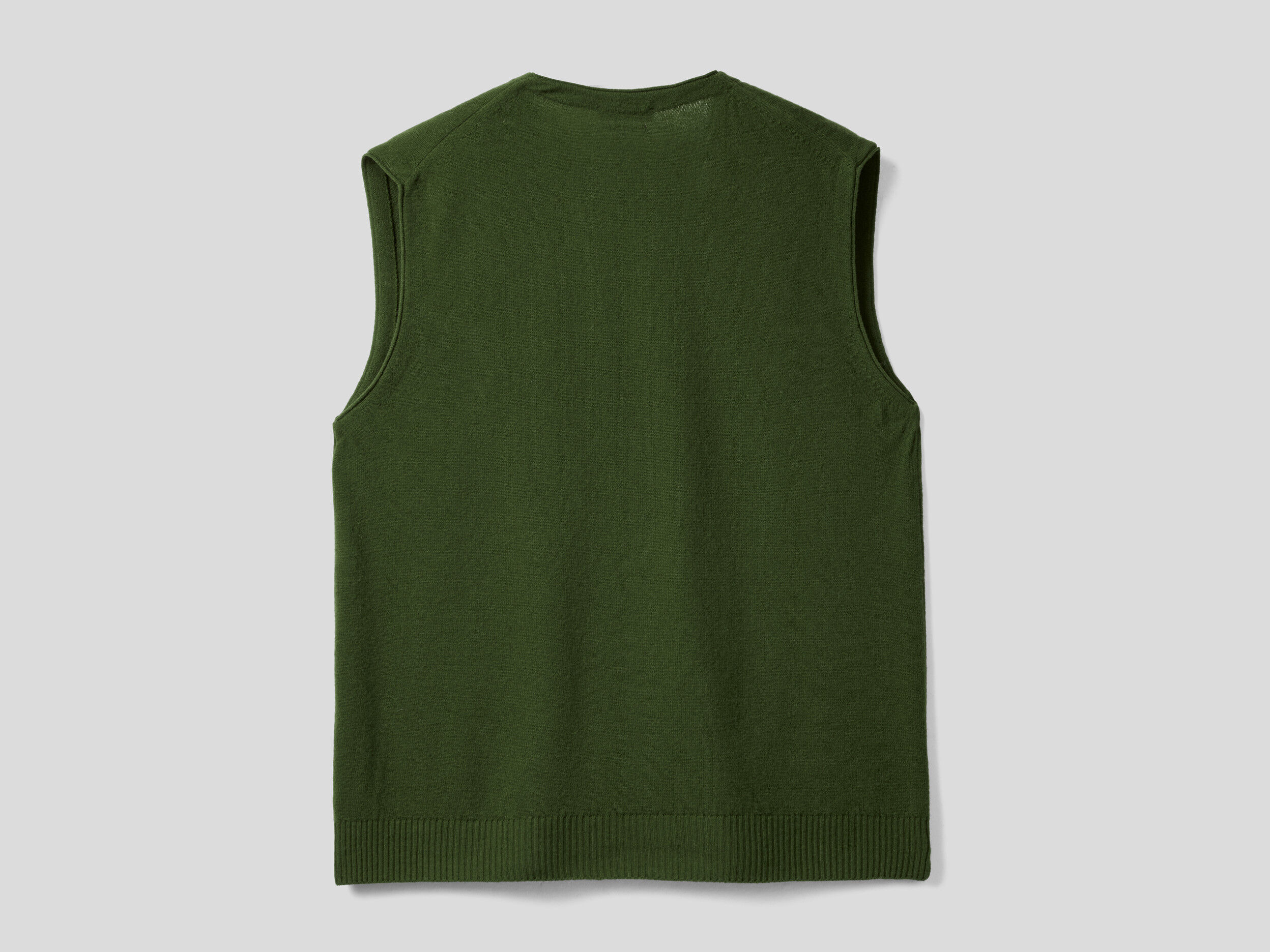Vest in 100 Merino wool with buttons Military Green Benetton