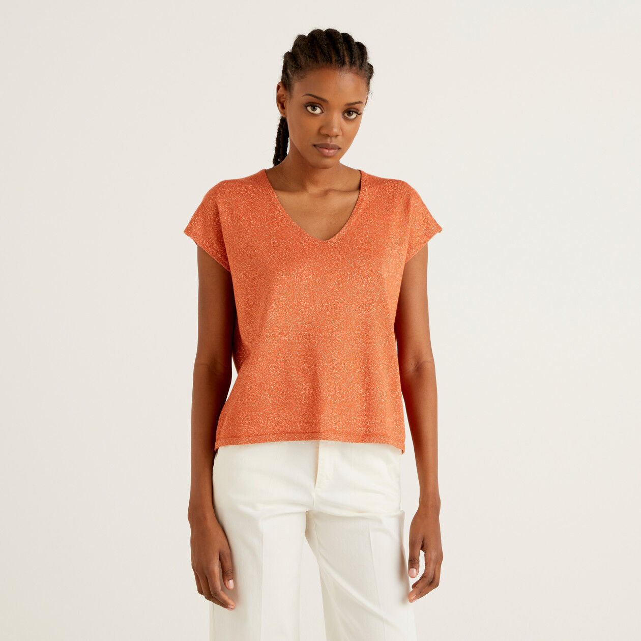 Orange short sleeve sales sweater