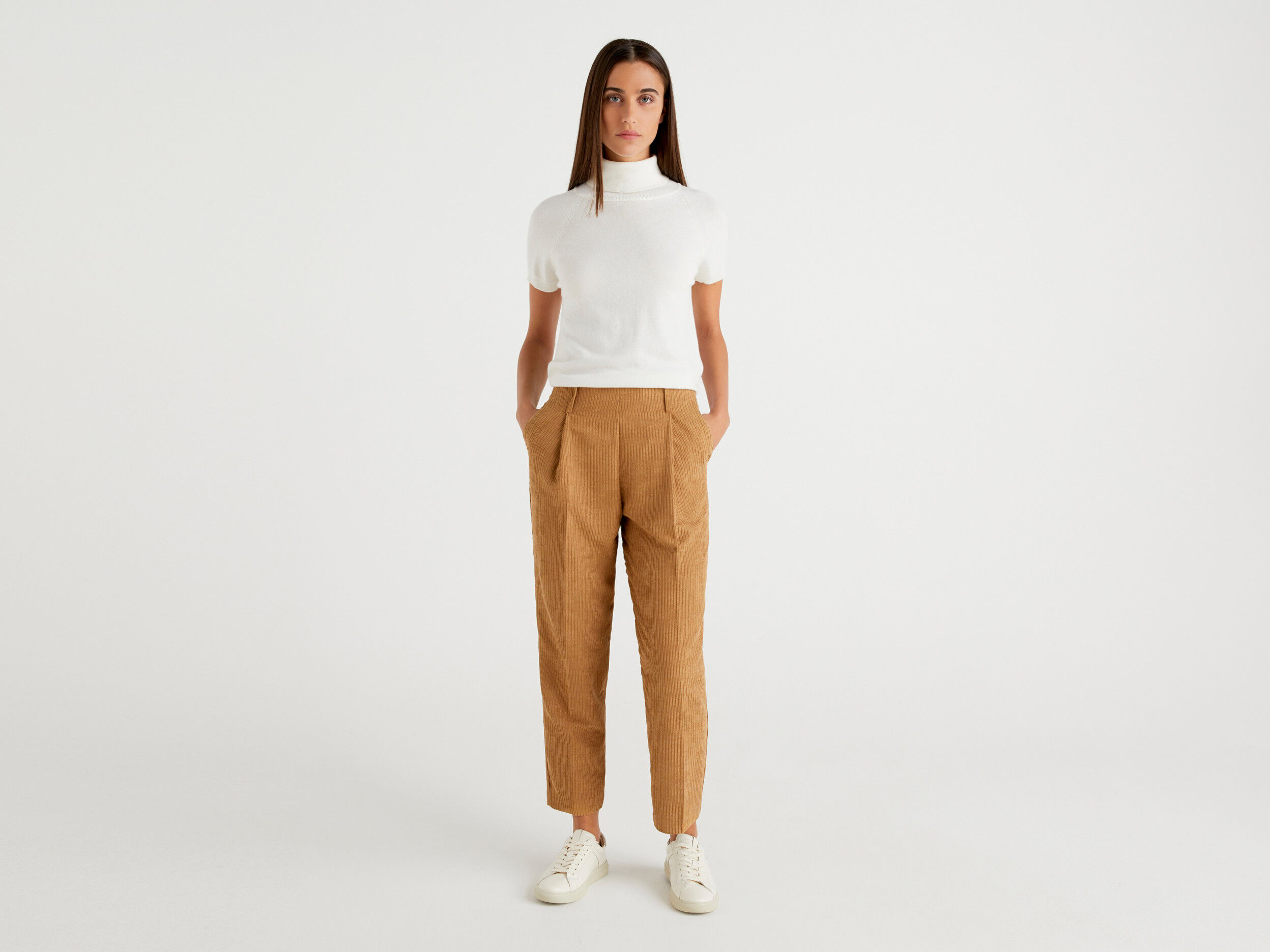 Corduroy trousers with elastic waist | MANGO