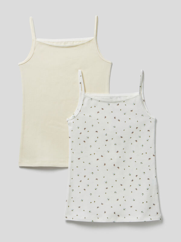 Two camisole tops in stretch cotton Junior Girl