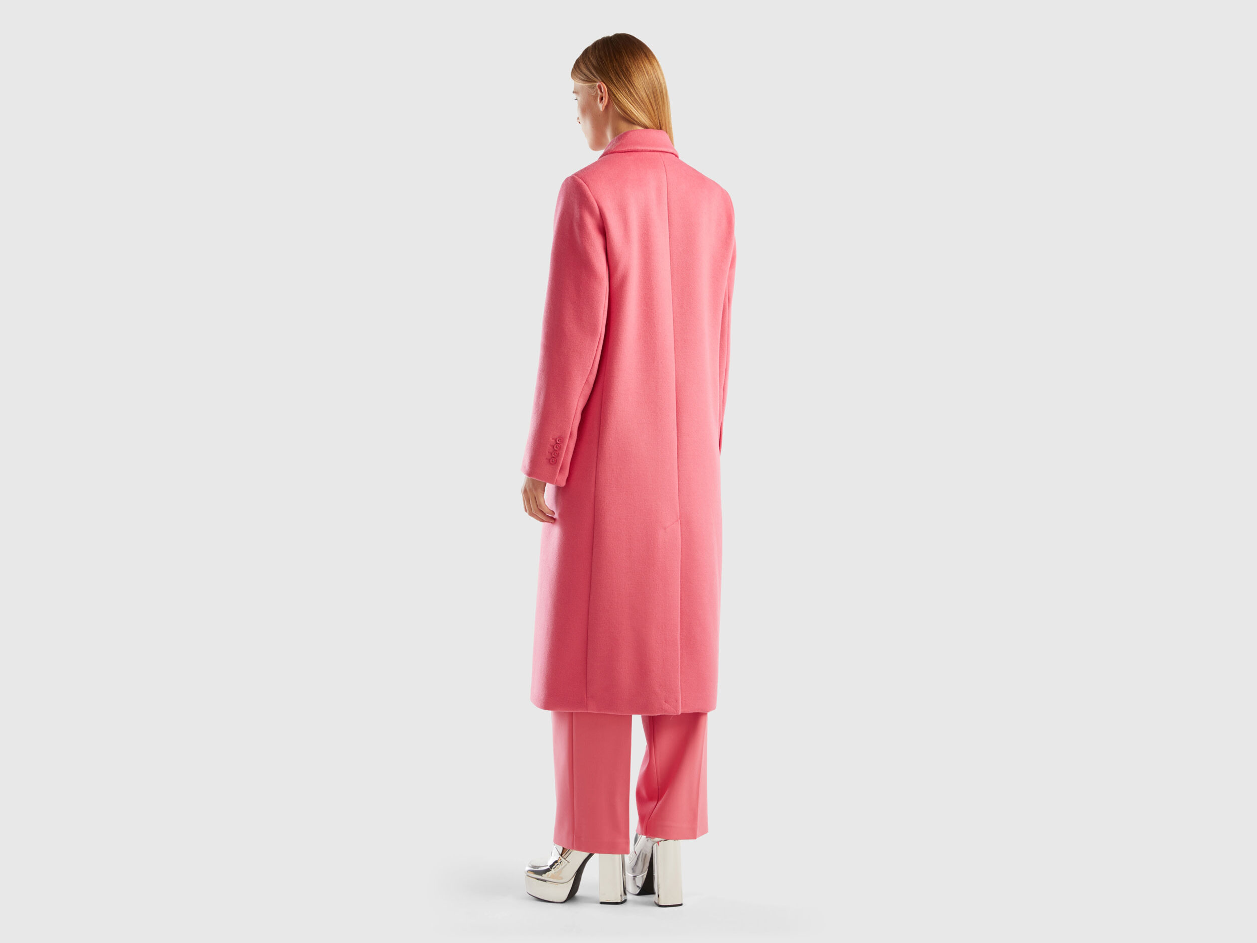 Benetton pink coat clearance