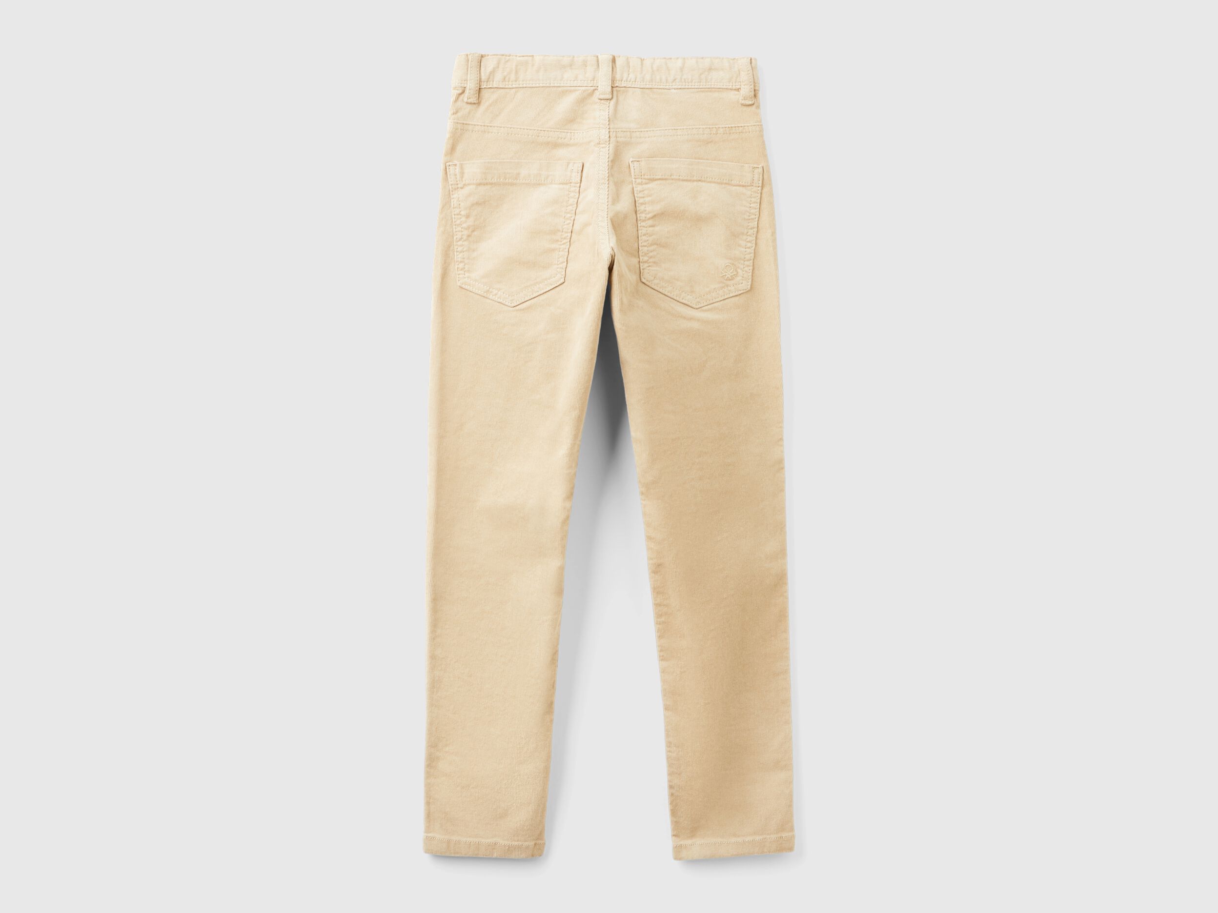 Slim fit stretch corduroy trousers - Beige | Benetton