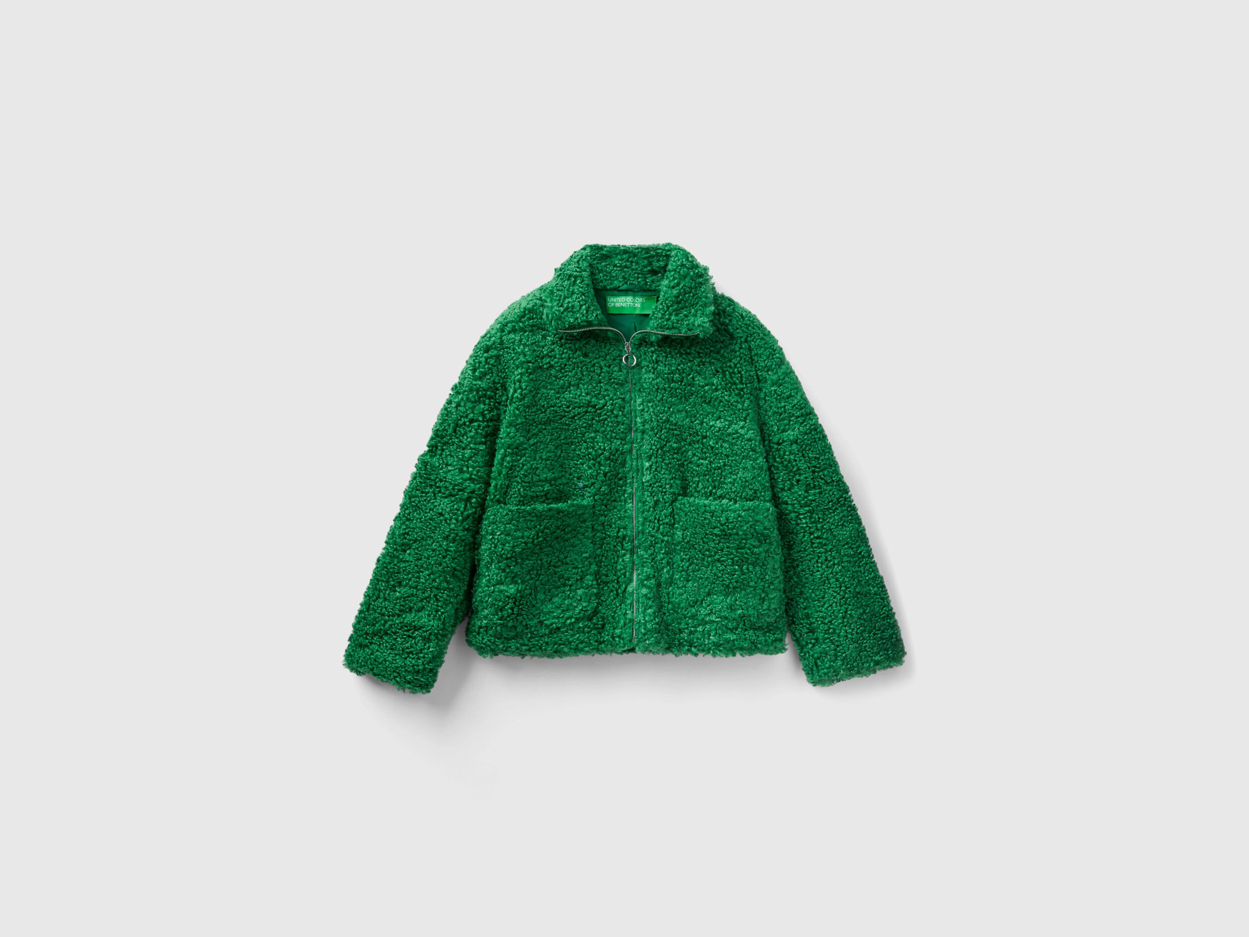 H&m green faux fur jacket store
